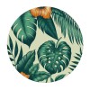 Ulloord Round Tablecloth Fitted Table Cover with Elastic Edged Tropical Floral Plant Palm Waterproof Table Cloth for Party Kitchen Dining Indoor Outdoor Table