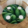 Ulloord Round Tablecloth Fitted Table Cover with Elastic Edged Tropical Palm Leaves Tree Waterproof Table Cloth for Party Kitchen Dining Indoor Outdoor Table