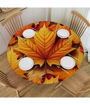 Ulloord Round Tablecloth Fitted Table Cover with Elastic Edged Waterproof Table Cloth for Party Kitchen Dining Indoor Outdoor Table