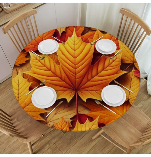 Ulloord Round Tablecloth Fitted Table Cover with Elastic Edged Waterproof Table Cloth for Party Kitchen Dining Indoor Outdoor Table