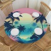 Ulloord Round Tablecloth Fitted Table Cover with Elastic Edged Colorful Waterproof Table Cloth for Party Kitchen Dining Indoor Outdoor Table