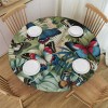 Ulloord Round Tablecloth Fitted Table Cover with Elastic Edged Tropical Palm Leaves Butterfly Waterproof Table Cloth for Party Kitchen Dining Indoor Outdoor Table