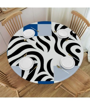 Ulloord Round Tablecloth Fitted Table Cover with Elastic Edged Waterproof Table Cloth for Party Kitchen Dining Indoor Outdoor Table