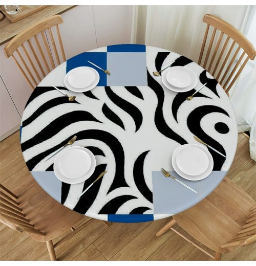 Ulloord Round Tablecloth Fitted Table Cover with Elastic Edged Waterproof Table Cloth for Party Kitchen Dining Indoor Outdoor Table