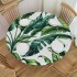 Ulloord Round Tablecloth Fitted Table Cover with Elastic Edged Tropical Banana Leaves Waterproof Table Cloth for Party Kitchen Dining Indoor Outdoor Table