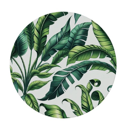 Ulloord Round Tablecloth Fitted Table Cover with Elastic Edged Tropical Banana Leaves Waterproof Table Cloth for Party Kitchen Dining Indoor Outdoor Table