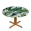 Ulloord Round Tablecloth Fitted Table Cover with Elastic Edged Tropical Banana Leaves Waterproof Table Cloth for Party Kitchen Dining Indoor Outdoor Table