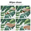 Ulloord Round Tablecloth Fitted Table Cover with Elastic Edged Tropical Banana Leaves Waterproof Table Cloth for Party Kitchen Dining Indoor Outdoor Table