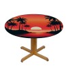 Ulloord Round Tablecloth Fitted Table Cover with Elastic Edged Tropical Palm Tree Sunset Waterproof Table Cloth for Party Kitchen Dining Indoor Outdoor Table