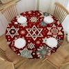 Ulloord Round Tablecloth Fitted Table Cover with Elastic Edged Snowflakes Christmas Waterproof Table Cloth for Party Kitchen Dining Indoor Outdoor Table