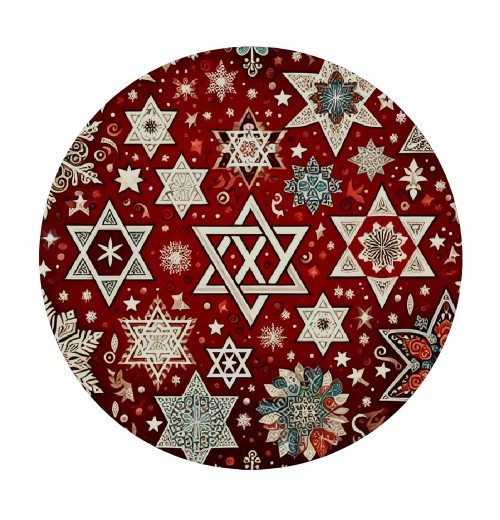 Ulloord Round Tablecloth Fitted Table Cover with Elastic Edged Snowflakes Christmas Waterproof Table Cloth for Party Kitchen Dining Indoor Outdoor Table